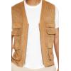Forever 21 mens Faux Suede Perforated Cargo Vest(Light Brown)