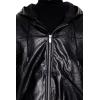 Forever 21 mens Hooded Faux Leather Bomber Jacket(Black)