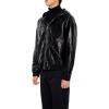 Forever 21 mens Hooded Faux Leather Bomber Jacket(Black)