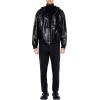Forever 21 mens Hooded Faux Leather Bomber Jacket(Black)