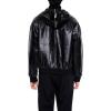 Forever 21 mens Hooded Faux Leather Bomber Jacket(Black)