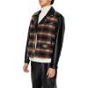 Forever 21 mens Plaid Faux Leather Moto Jacket(Black/Multi)