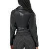 Forever 21 womens Cropped Faux Leather Moto Jacket(Black)