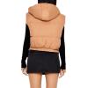 Forever 21 womens Cropped Hooded Puffer Vest(Camel)
