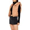 Forever 21 womens Cropped Hooded Puffer Vest(Camel)