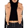 Forever 21 womens Cropped Hooded Puffer Vest(Camel)
