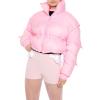 Forever 21 womens Drawstring Cropped Puffer Coat(Seashell Pink)