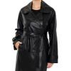 Forever 21 womens Faux Leather Notched Trench Coat(Black)