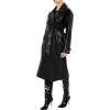 Forever 21 womens Faux Leather Notched Trench Coat(Black)