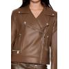 Forever 21 womens Faux Leather Zip-up Moto Jacket(Espresso)