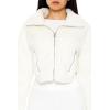 Forever 21 womens Faux Shearling Cropped Moto Jacket(White)