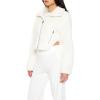 Forever 21 womens Faux Shearling Cropped Moto Jacket(White)