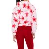 Forever 21 womens Faux Shearling Star Print Hoodie(Pink/Red)