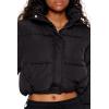 Forever 21 womens Hooded Cropped Puffer Jacket(Black)
