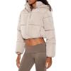 Forever 21 womens Hooded Cropped Puffer Jacket(Taupe)