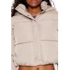 Forever 21 womens Hooded Cropped Puffer Jacket(Taupe)