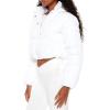 Forever 21 womens Hooded Cropped Puffer Jacket(White)