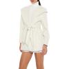 Forever 21 womens Hooded Tie-waist Wrap Coat(Cream)