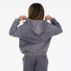 Forever 21 womens Oversized Zip-up Enzyme Wash Hoodie(Grey)
