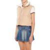 Forever 21 womens Quilted Cropped Zip-up Vest(Desert Sand)
