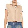 Forever 21 womens Quilted Cropped Zip-up Vest(Desert Sand)