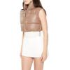Forever 21 womens Quilted Faux Leather Cropped Vest(Cappuccino)