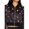 Forever 21 womens Rhinestone Charm Bomber Jacket(Black)