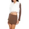 Forever 21 womens Shaggy Faux Fur Cropped Vest(Egret)