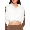 Forever 21 womens Shaggy Faux Fur Cropped Vest(Egret)