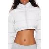 Forever 21 womens Super Cropped Puffer Jacket(Silver)