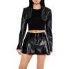 Forever 21 Womens Faux Leather Cropped Blazer(Black)