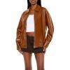 Forever 21 Women’s Faux Leather Zip-Up Bomber Jacket Root Beer X-Large