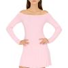 Forever 21 Women’s Off-The-Shoulder Pointelle Flare Mini Dress(Pink)