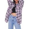 Forever 21 Women’s Plaid Button-Front Shacket(Lavender/Multi)