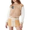 Forever 21 Women’s Varsity Letterman Bomber Jacket(Khaki)