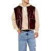 Forever 21 mens Faux Leather & Shearling Vest(Cocoa/Taupe)