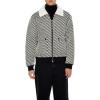 Forever 21 mens Faux Shearling-collar Striped Jacket(Black/Cream)