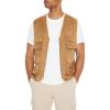 Forever 21 mens Faux Suede Perforated Cargo Vest(Light Brown)