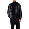 Forever 21 mens Hooded Faux Leather Bomber Jacket(Black)