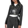 Forever 21 womens Cropped Faux Leather Moto Jacket(Black)