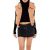 Forever 21 womens Cropped Hooded Puffer Vest(Camel)