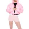 Forever 21 womens Drawstring Cropped Puffer Coat(Seashell Pink)