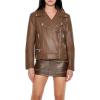 Forever 21 womens Faux Leather Zip-up Moto Jacket(Espresso)