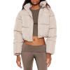 Forever 21 womens Hooded Cropped Puffer Jacket(Taupe)
