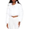 Forever 21 womens Hooded Cropped Puffer Jacket(White)