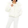 Forever 21 womens Hooded Drawstring Puffer Jacket(Cream)