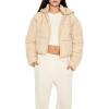 Forever 21 womens Hooded Quilted Puffer Jacket(Desert Sand)