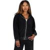 Forever 21 womens Oversized Zip-up Enzyme Wash Hoodie(Black)