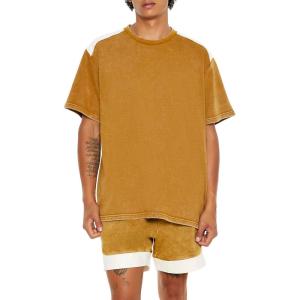 Forever 21 Men’s Colorblock Short-Sleeve Pullover(Coffee)