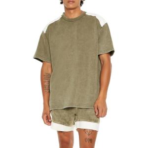 Forever 21 Men’s Colorblock Short-Sleeve Pullover(Olive)